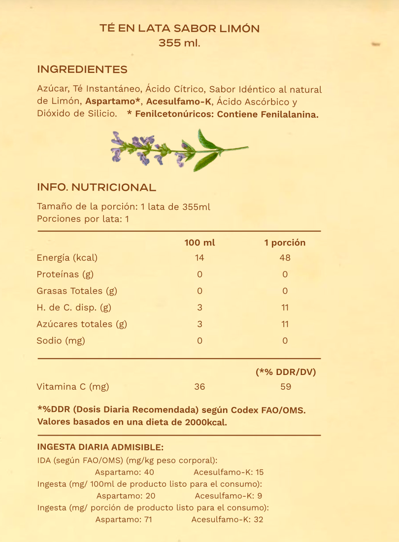 Druid Lemon Iced Tea — Té helado sabor limón (355 ml).